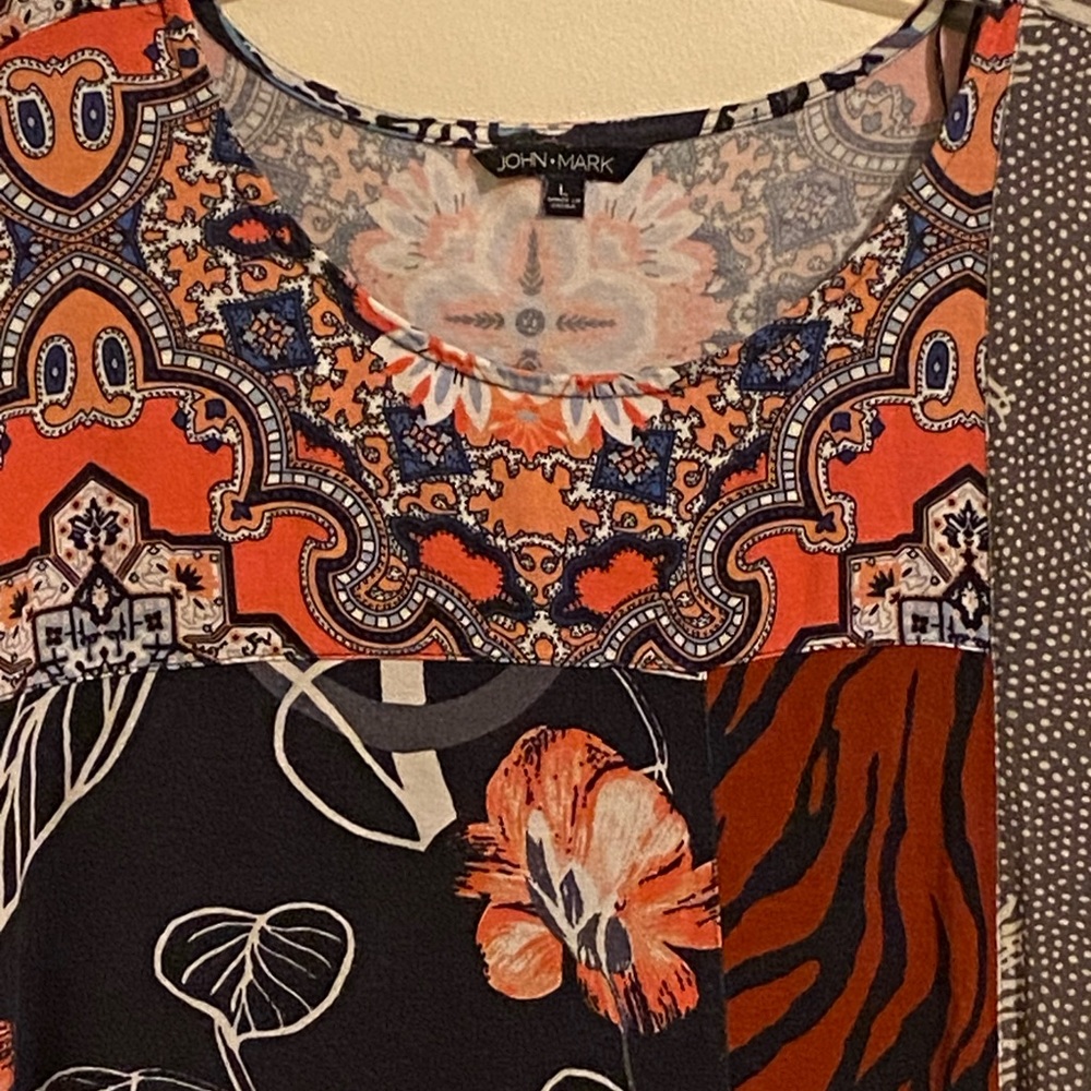 John Mark Multicolor Patchwork Blouse - image 4